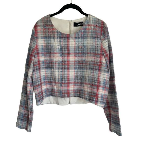 New Nicholas for Intermix Plaid 100% Silk Crop Top Women Size 8 Spring $380 - Picture 1 of 9